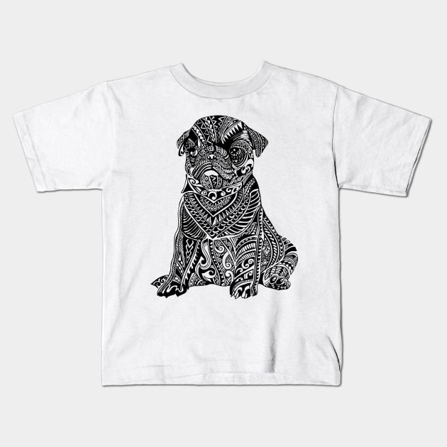 Polynesian Baby Pug Kids T-Shirt by huebucket